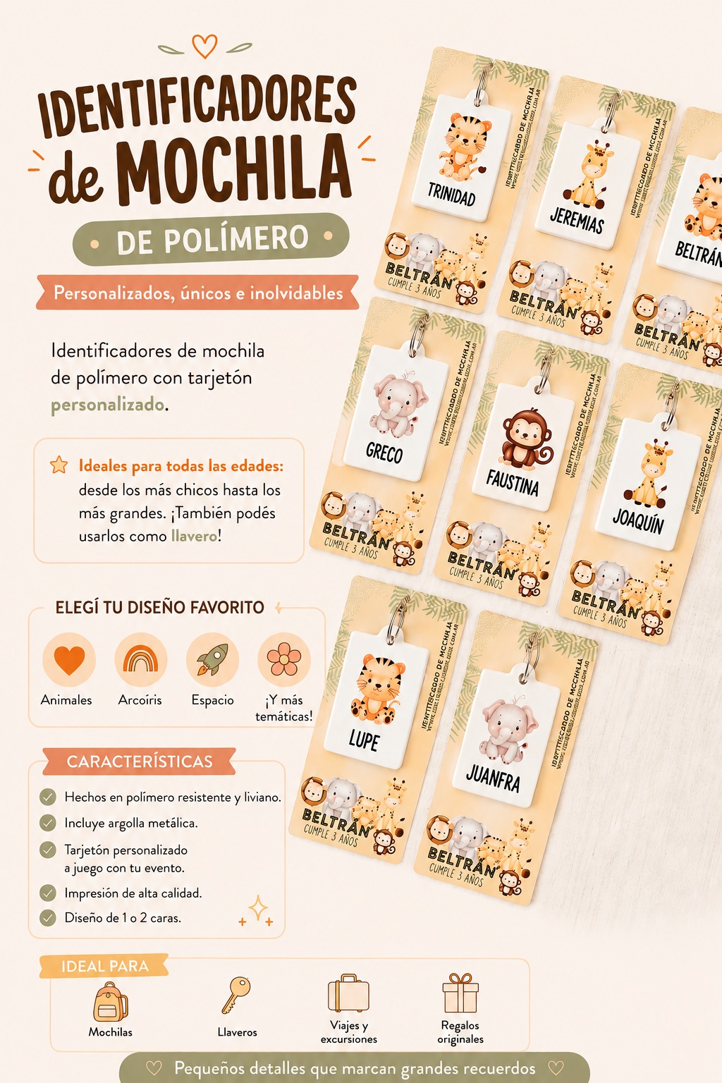 IDENTIFICADOR DE MOCHILA / LLAVERO DE POLIMERO - Imagen 14